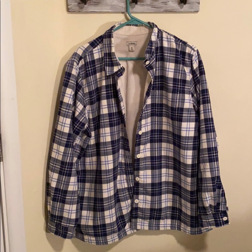 Llbean fleece line flannel shirt size xl
